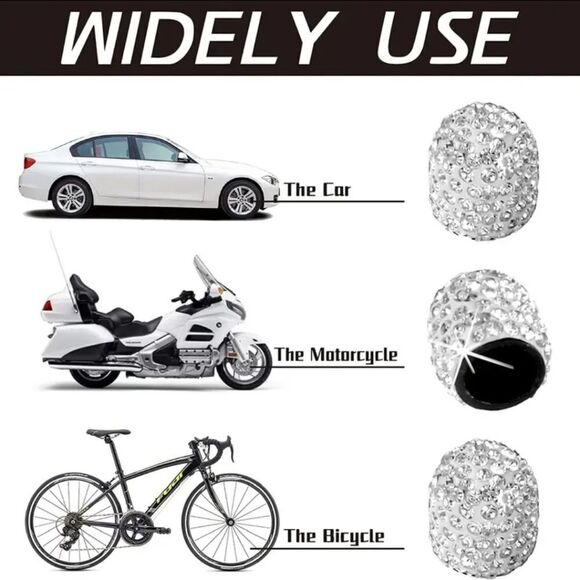 🆕🚘Car Coasters & Tire Cap Bling Set - Black Rhinestones - Picture 7 of 8